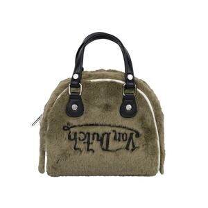 NWT! Von Dutch Sage Green Vegan Furry Bowling Bag - Small